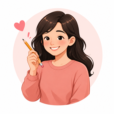 Girl smiling with pencil
